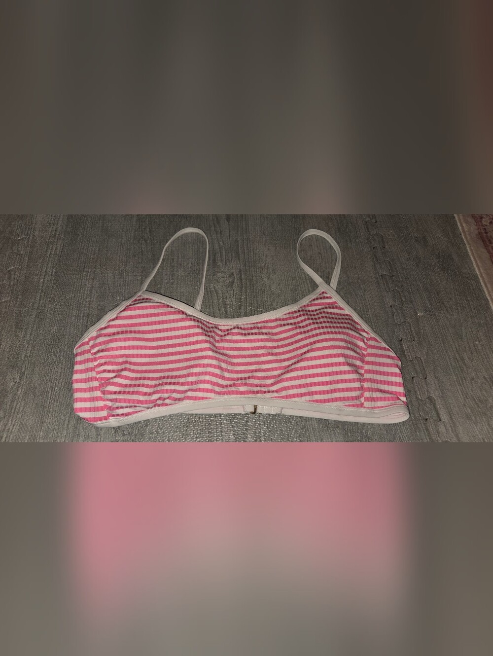 NWOT Shade & Shore Plus Size Pink and White Striped Bikini Bralette Size 16 / XL